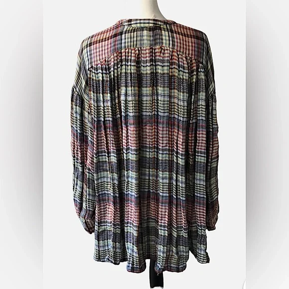 Free People Come On Over Plaid Button-Up Blouse - Picture 4 of 7